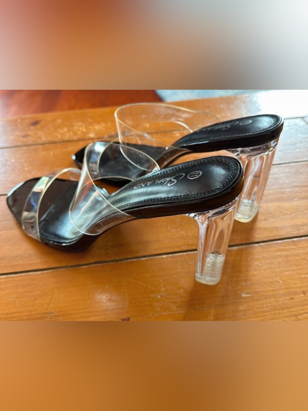 NIB Clear Sandals US 11 Sexy Slides Block Heel, Match everything